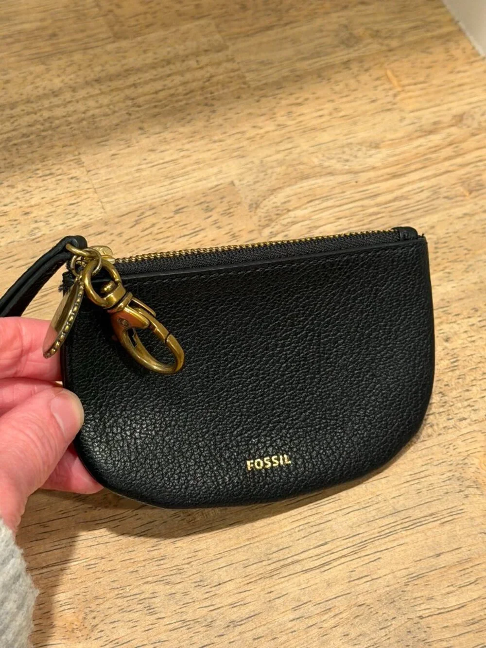 Fossil Black Pebble Leather Coin Purse Key Ring Case